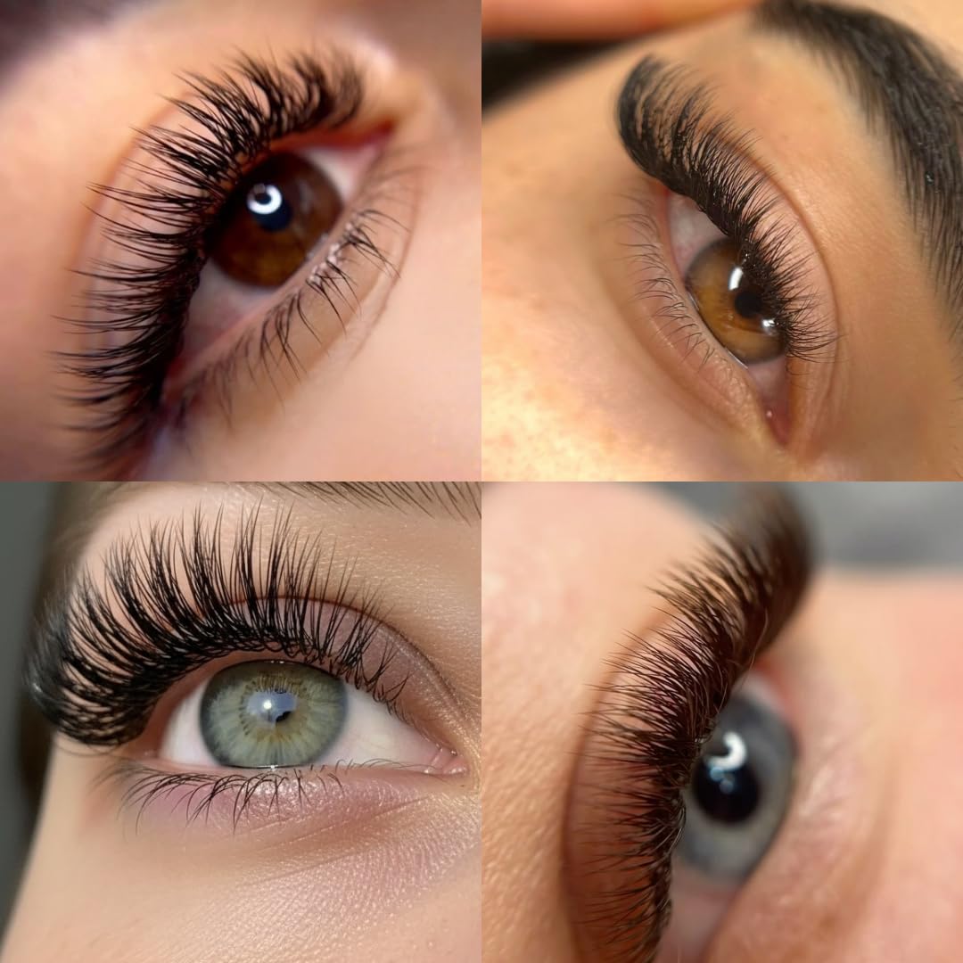 1200 Promade Volume Fans 8 sizes-in-1 round mixed box | Includes lengths from 9-16mm | 6D Volume 0.07 | Handmade Premade fans for professional eyelash extension with skinny base (D Curl)