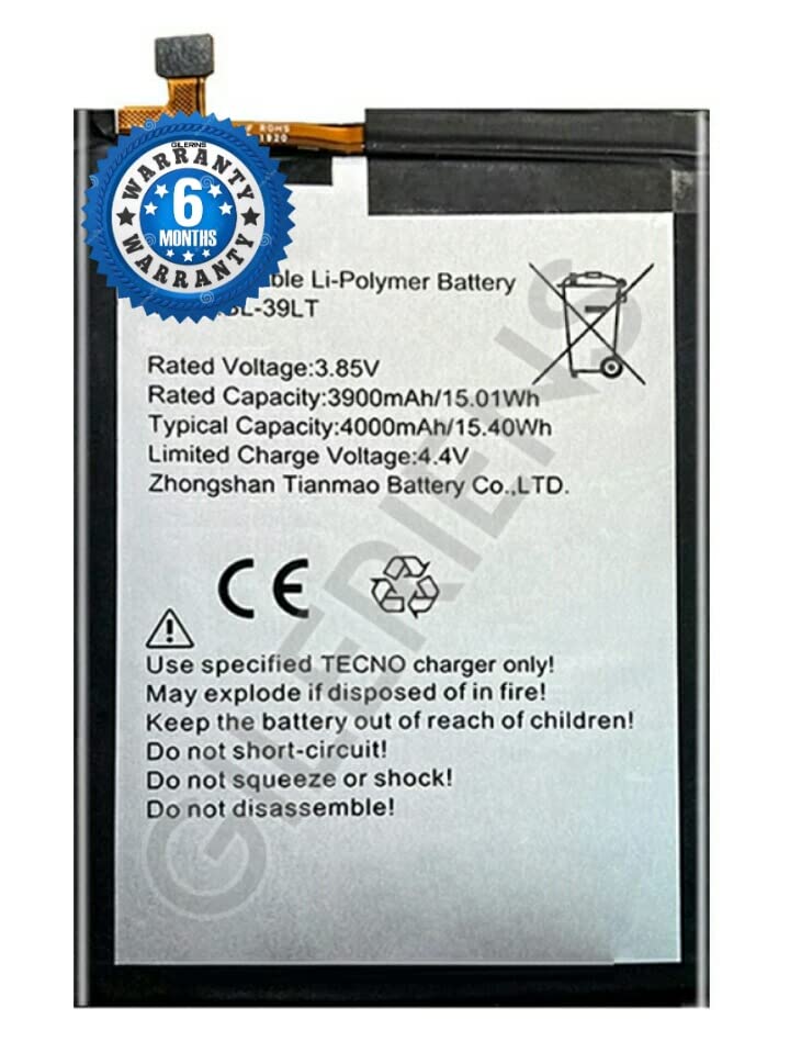 Image of GILERINS Original BL-39LT Battery for Tecno Spark 4 KC8 Camon 12 / CC7S Battery with 6 Month Warranty and high Capacity Battery Backup. (for Tecno Camon 12 / CC7S)