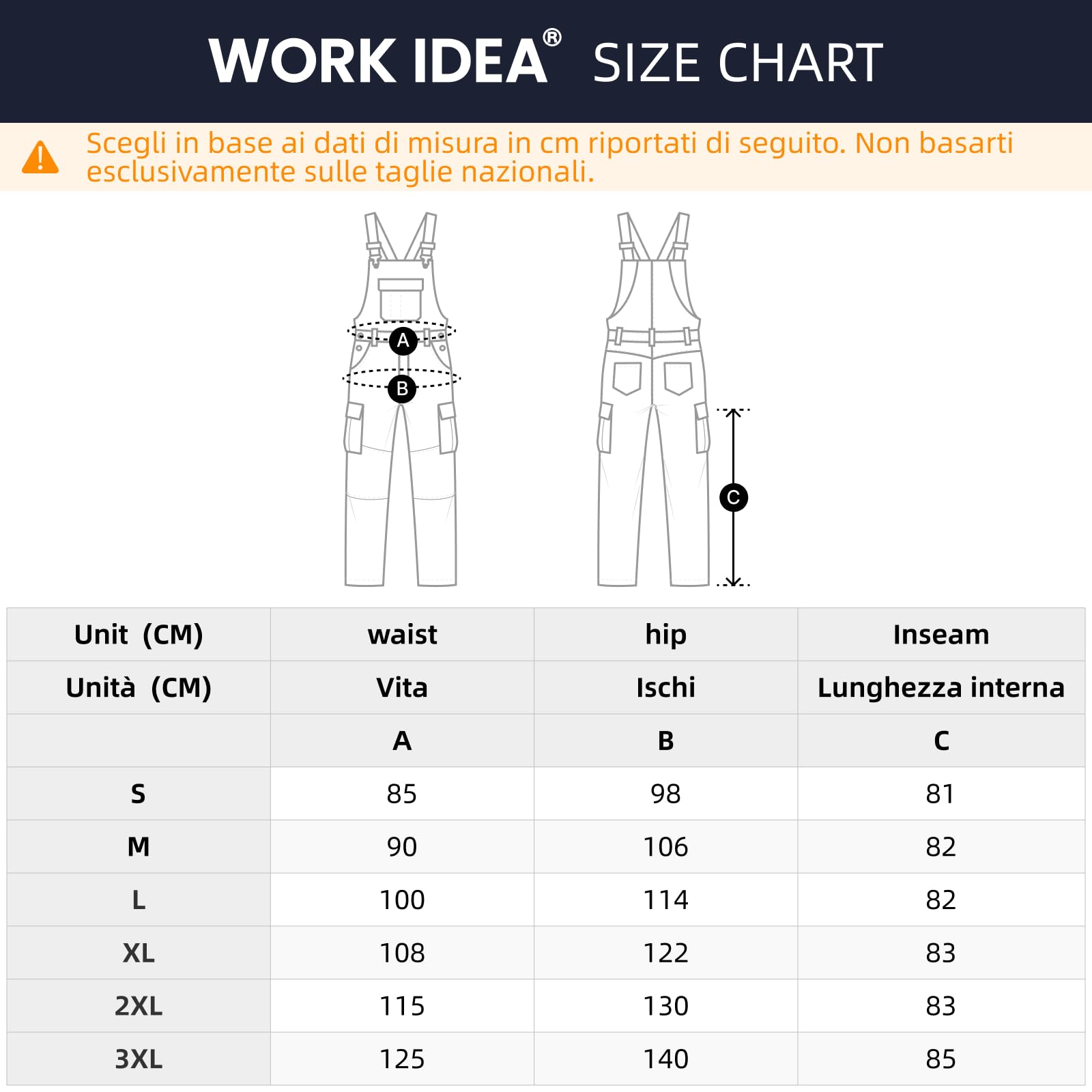 WORK IDEA Salopette da lavoro da uomo, Multi Pocket Technology