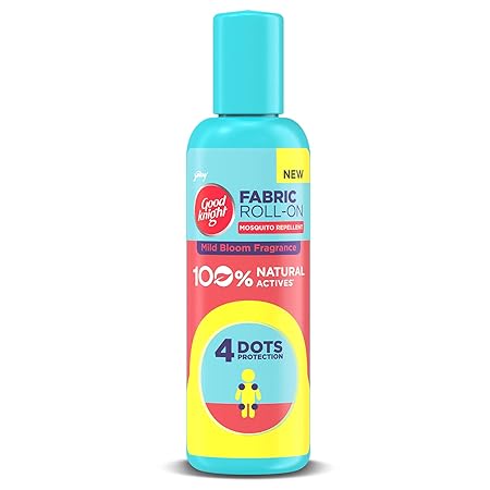 Good knight 100% Natural Mosquito Repellent Fabric Roll-On | Mild Bloom | Paediatrician Certified | 8-Hour Protect | 30ml