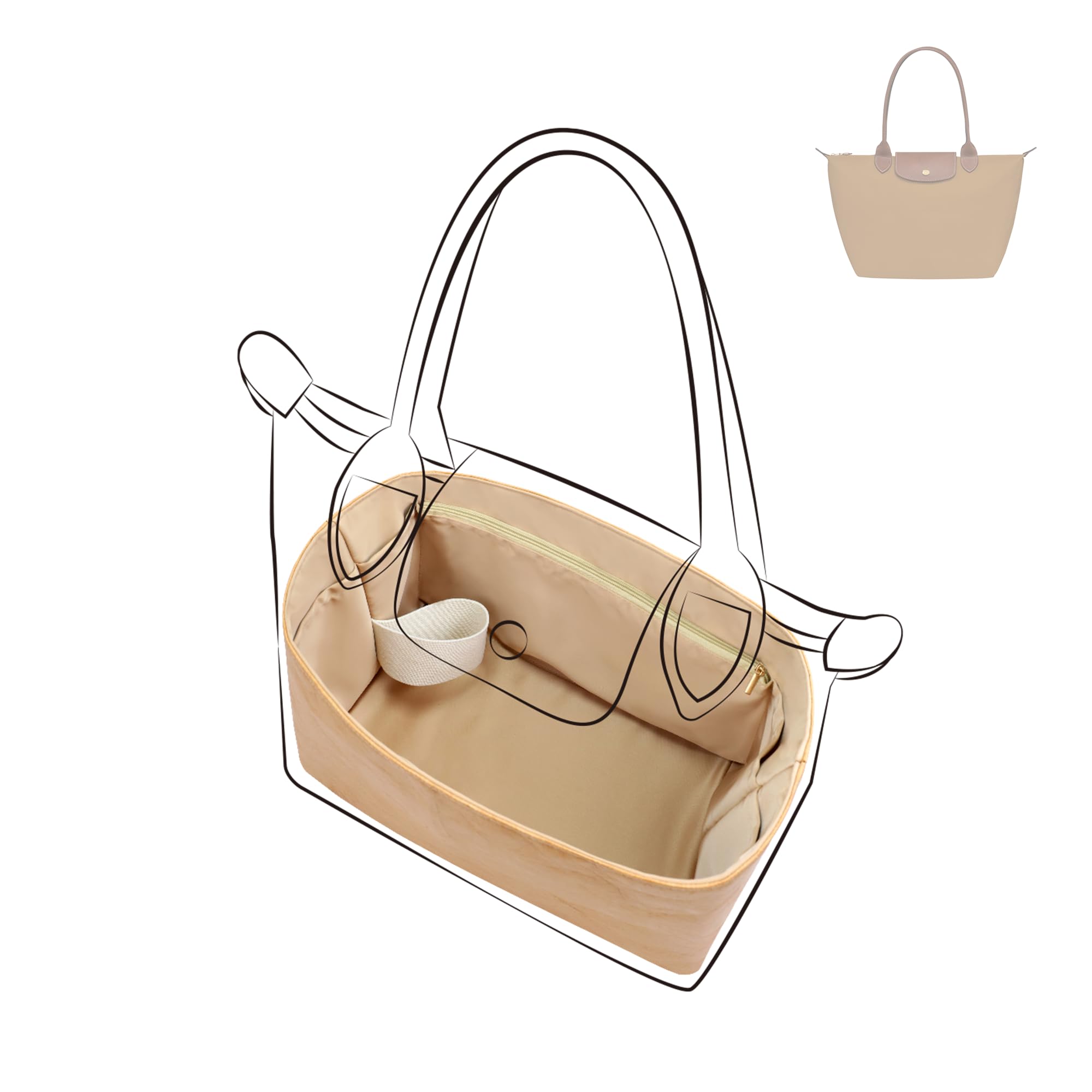Amazon.co.jp: DGAZ ロンシャン適用 デュポン紙&シルク バッグイン