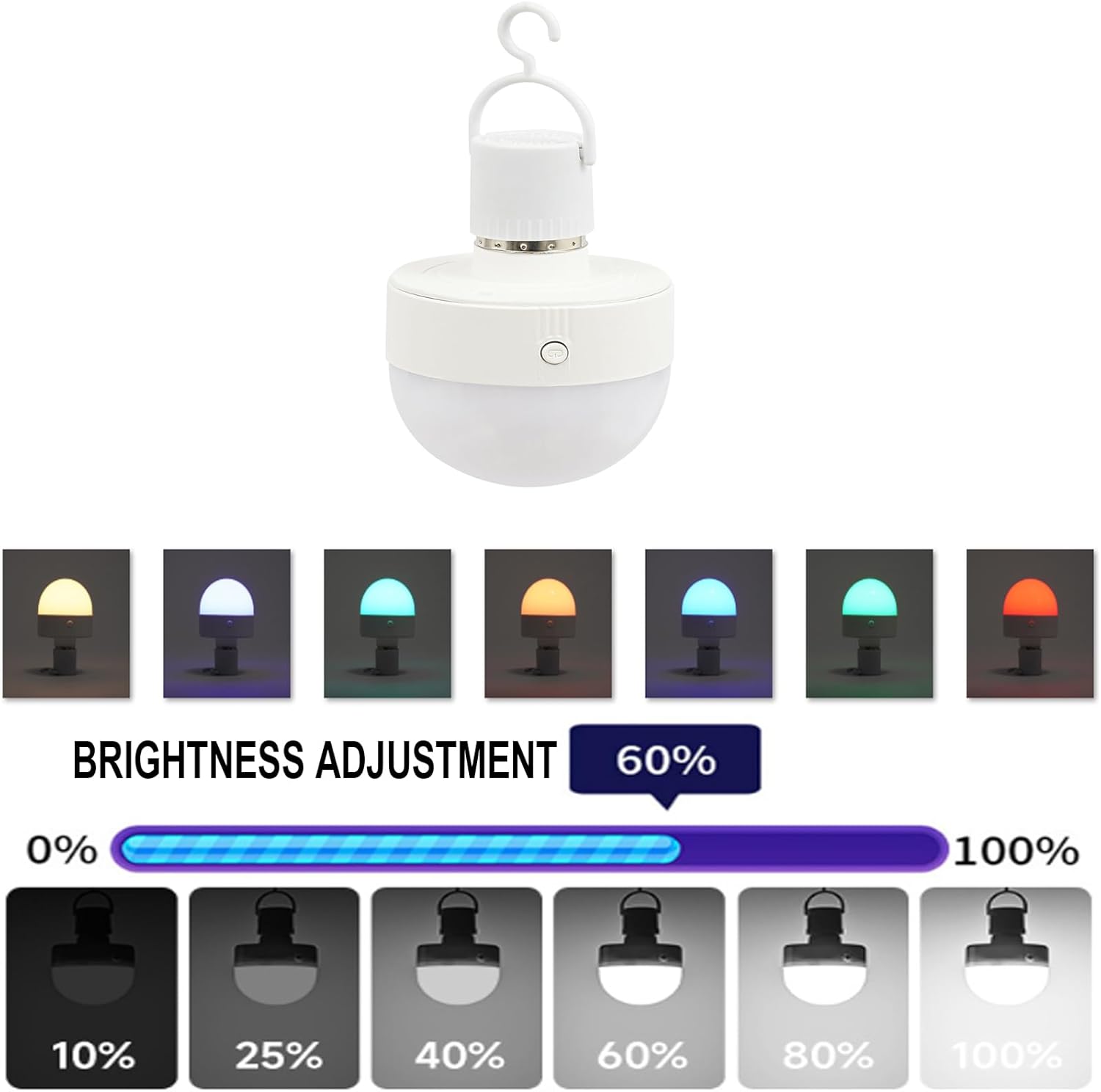 E26/E27 Rechargeable Light Bulb with Controller and Timer, RGBCW Light Bulb, 3 Color Temperatures, 5W 300LM for Lamps, Sconces, and Non-Hardwired Fixture