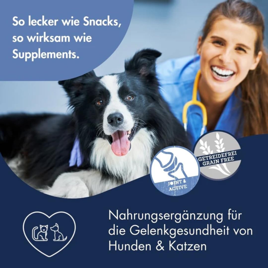 Snack Joint & Mobility | Bocconcini per cani e gatti | 2 x 150 g | Vitamine | Dr. Clauder's | Alimento complementare | Per integrare la razione giornaliera | Con gelatina idrolizzata | Confezione Doppia