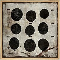 SIGNWIN Framed Canvas Wall Art Black Circles and Lines Over Rust White Metal Abstract Texture Mixed Media Modern Art Industrial Dramatic for Living Room, Bedroom, Office - 16