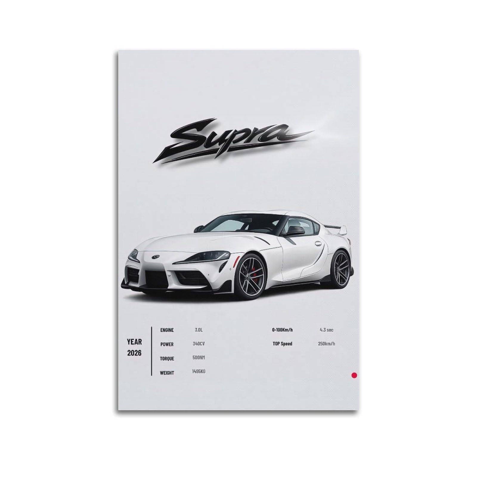 OKAHYS A90 SUPRA MK5 JDM Street Sports Racing Car Artwork Pooster Decorative Painting Canvas Wall Artworks Picture 20x30inch(50x75cm)