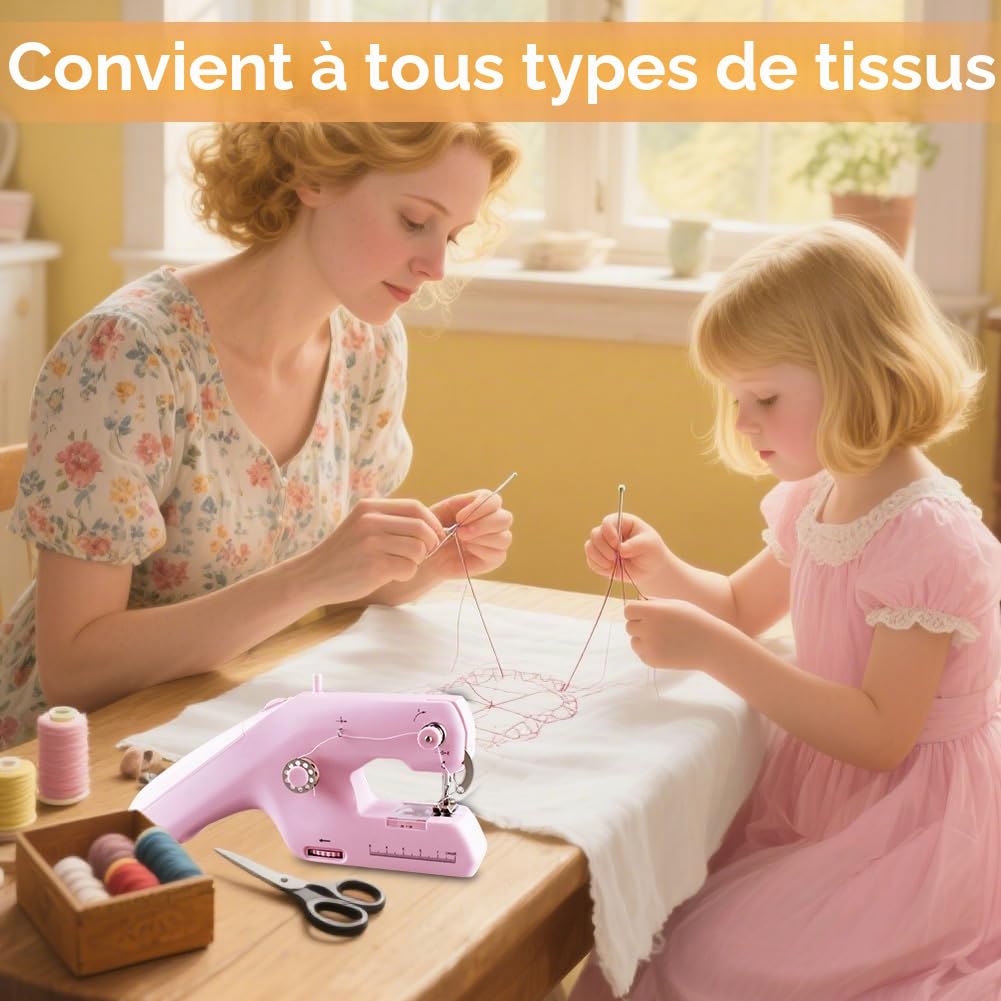 Mini machine à coudre manuelle, portable, électrique, double fil, machine à coudre à la main avec accessoires de couture, outils de couture électriques pour débutants, bricolage, couture, vêtements