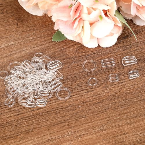 60 Pcs Bra Strap Hooks Assorted Size Styles Dress Strap Clip Bra Strap Shortener Adjusters for Straps, Small Clear Strap Adjuster for Sewing Bikini Halter Swimsuit Tops Lingerie Rings Suit4