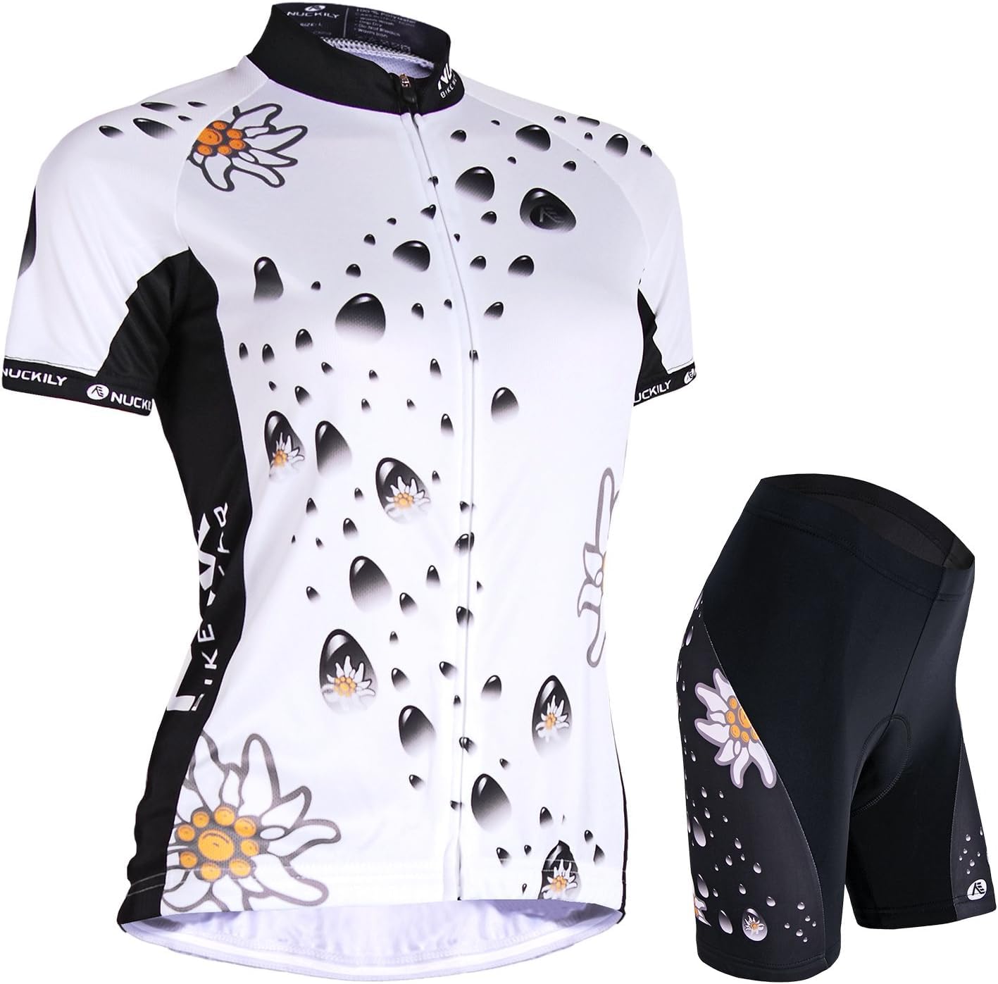 NUCKILY Damen Radtrikot Kurzarm Fahrradbekleidung Set Bike Shirt Atmungsaktive Trikot Outdoor Sports Radfahren Jersey & Radhose mit 3D Sitzpolster MTB Radsportanzug
