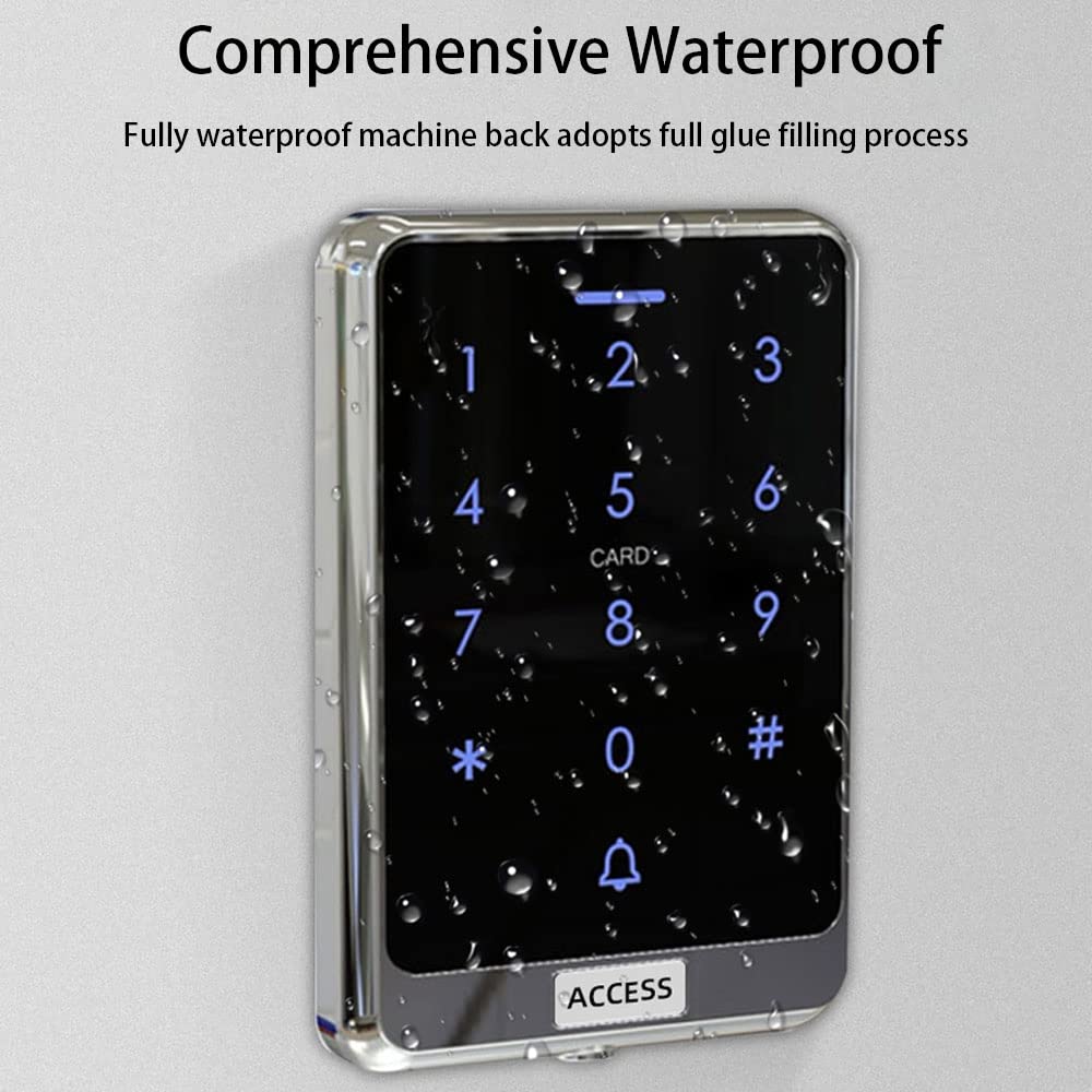 YAVIS Juego Completo De Controlador De Control De Acceso De Pantalla TáCtil Impermeable RFID Ip68 180kg/350lbs Cerradura ElectromagnéTica, Fuente De AlimentacióN 3a, BotóN De Salida, 10 Llaveros