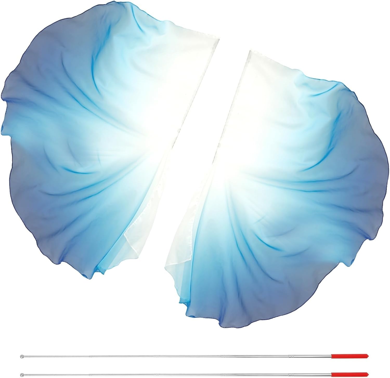 2PCS Dance Worship Flags Praise With Telescopic Pole Half Circle Belly Silk Veils Wing Outdoor Suitable for belly dancing