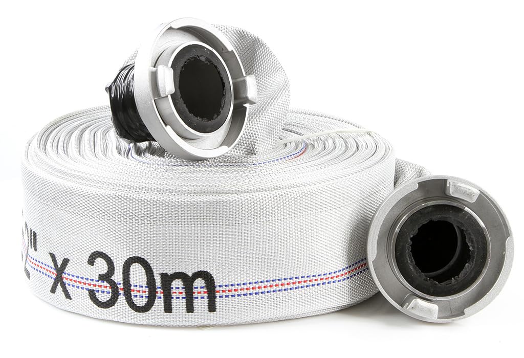 Tuyau flexible tuyau pour pompes d'incendie | Ø52 mm / 2" | longueur 30 m | pour eau propre sale lisier | avec raccords rapides | résistance thermique et mécanique | en polyester