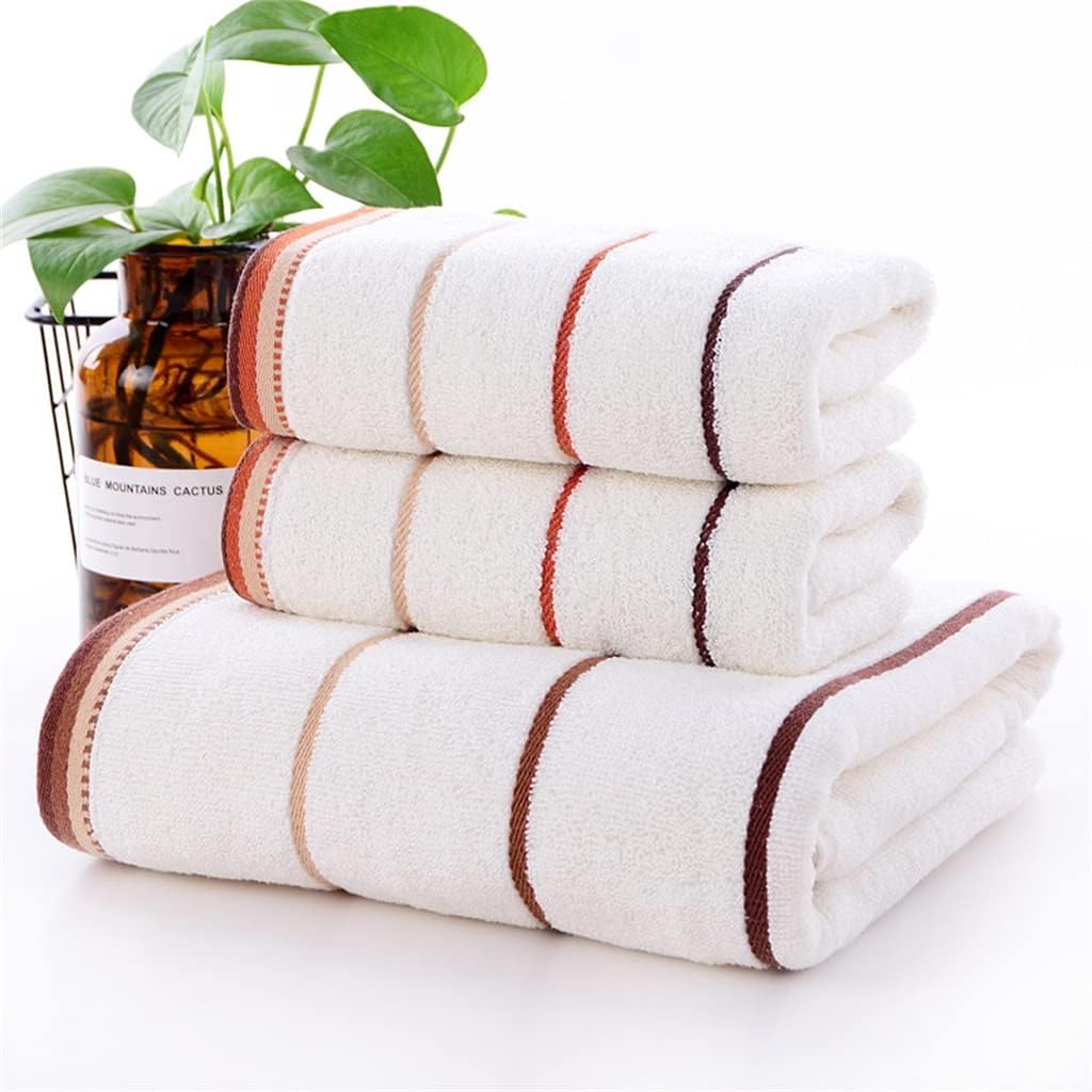 Cotton Three-Segment Striped Towel Bath Towel Set Absorbent Towel Bag Cotton Bathroom Accessories(White-Patch Five-Pointed star4)