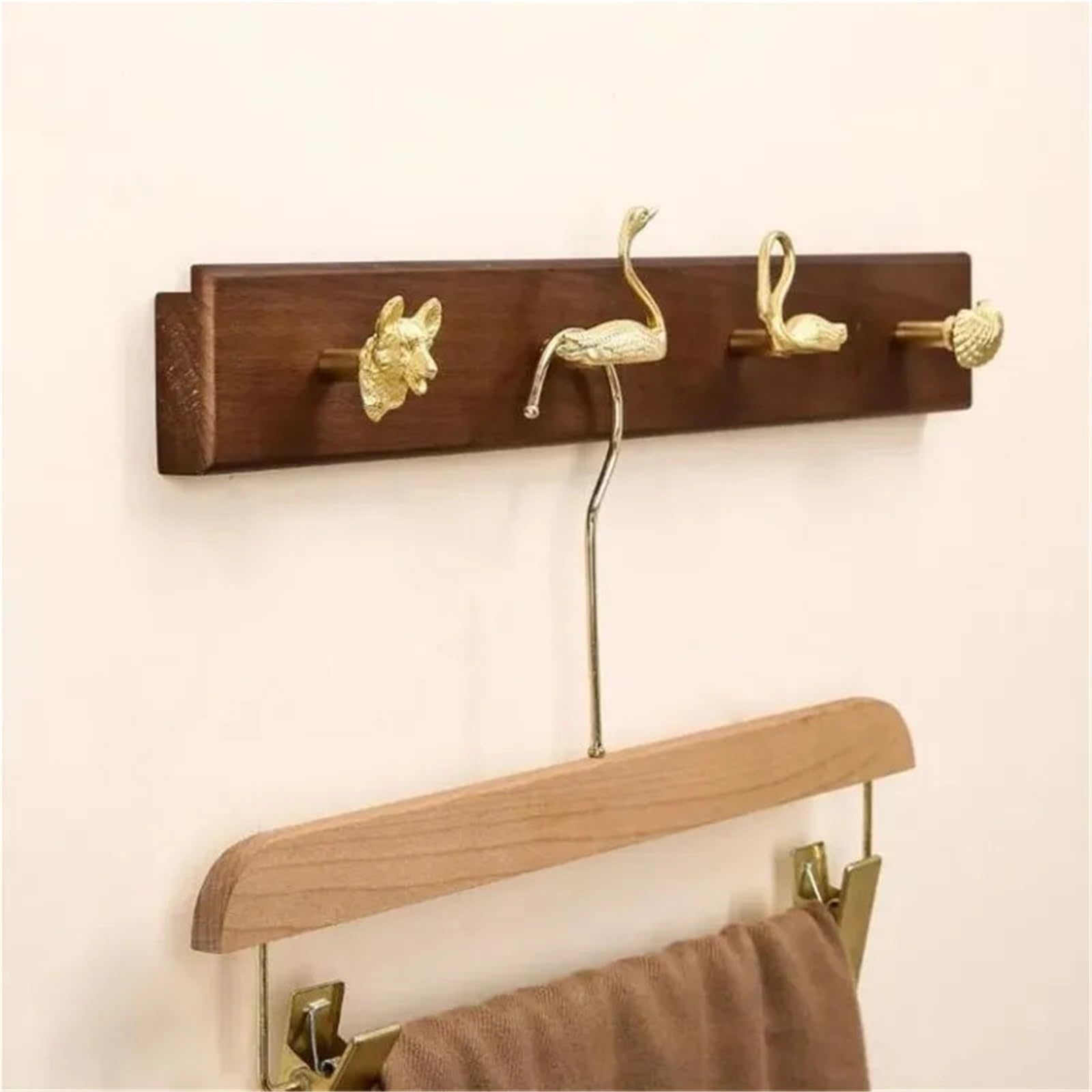 Gancho de latón Gancho de Fila Montaje en Pared, combinación Animales latón, Gancho Toalla for baño, Ropa, Abrigos, Accesorios Dorados for Sala Estar y Cocina(Size3)