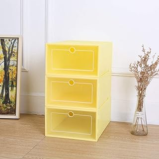 HOUJIA Pudełko na buty, pudełko do przechowywania butów, pudełko na buty, centrum handlowe, plastikowe pudełko do przechowywania butów z możliwością układania w stos, z przezroczystymi drzwiami, konstrukcja z dolną klapą dla łatwego dostępu jedną ręką, schludne i higieniczne