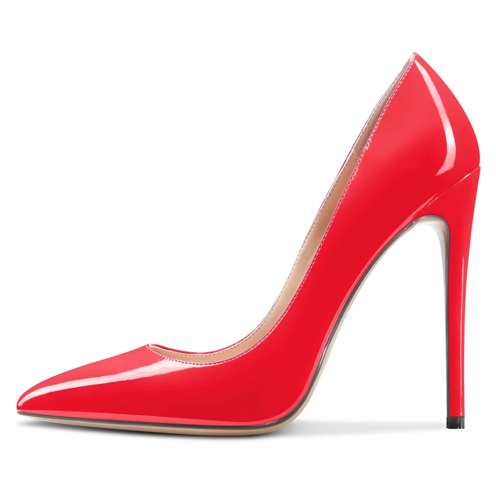 Saekcted Mujer Alto High Aguja Heel Cerrado el Dedo del pie Puntiaguada Punta Pumps Slip-on de Boda Oficina Dress 12 CM Heels Zapatos