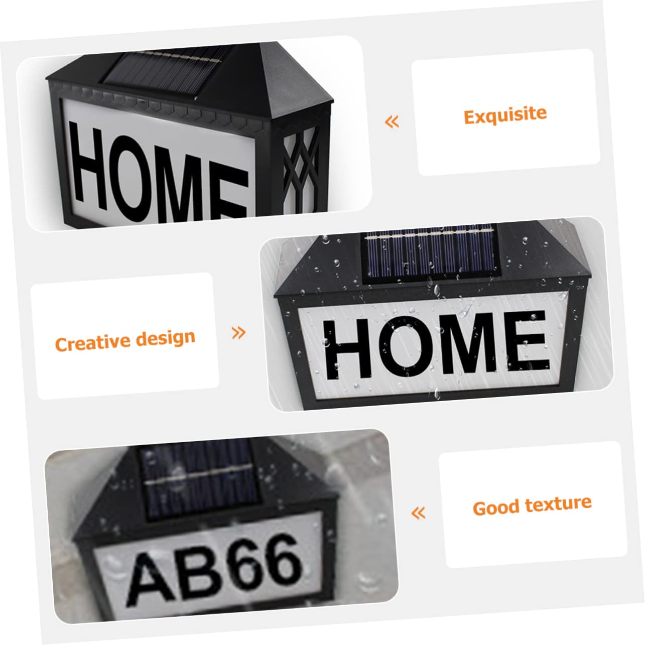 Angoily Solar Hausnummernleuchte mit Ip55 Schutz Solarbetrieben aus Abs und PC Material Schwarz für Beleuchtete Hausnummer Außen bei Nacht