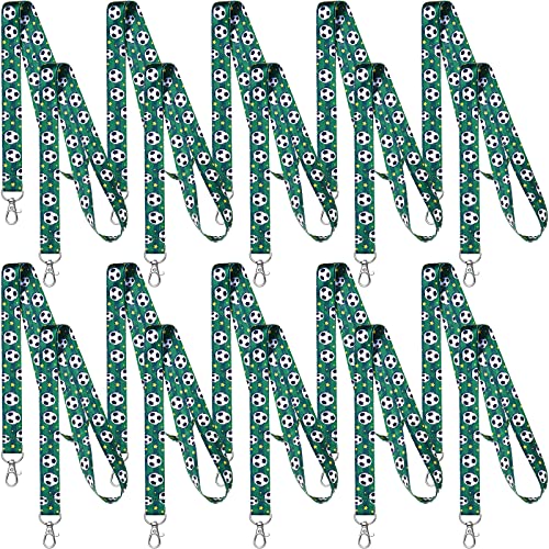 Highergo 20 Pcs Soccer Lanyards Keychains Bulk for ID Badge Pins, Soccer Party Favor Key Holder Neck...