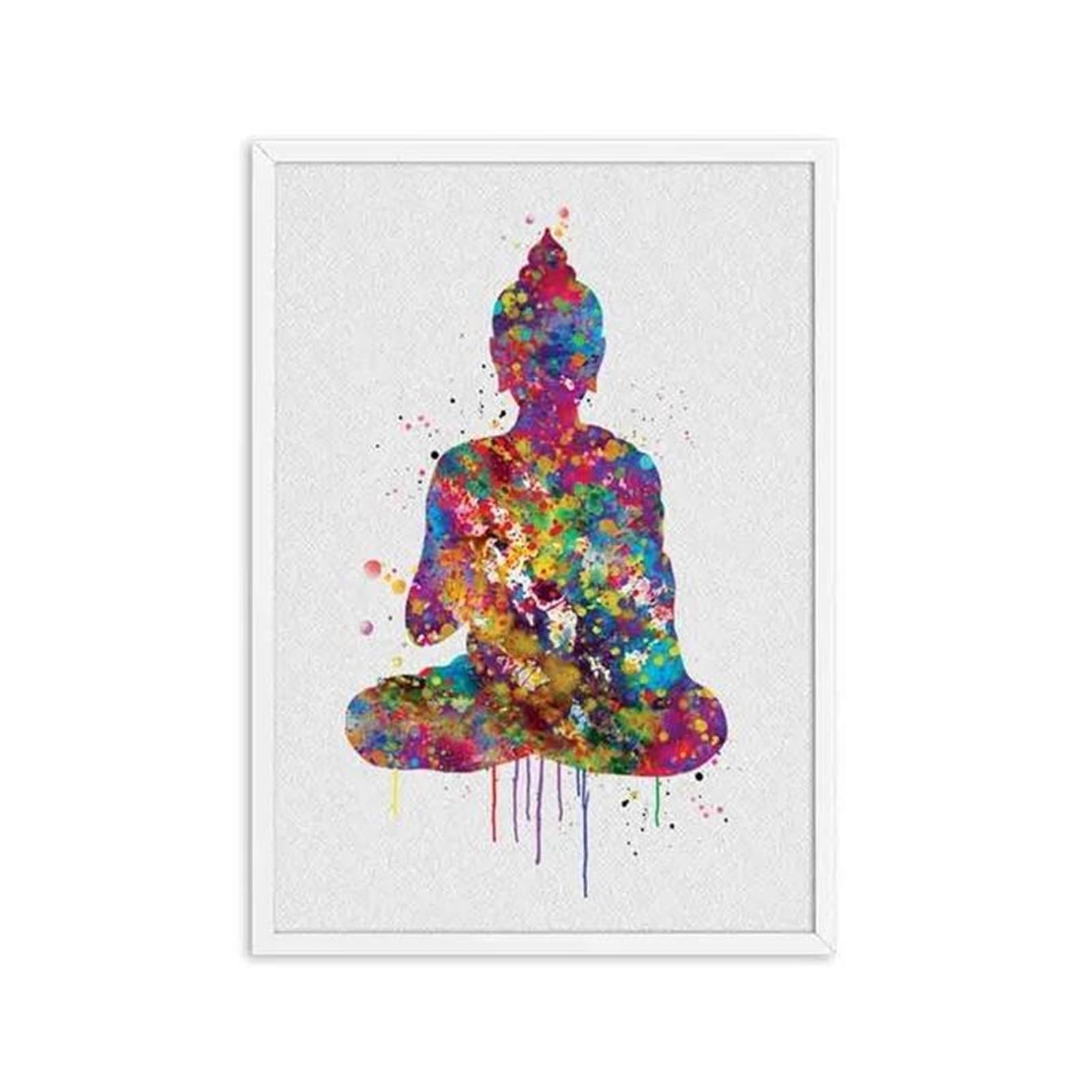 Tableau bouddha et fleur de lotus 40x50cm peinture toile moderne yoga