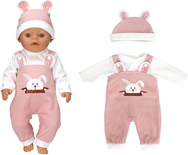Doll Clothes Outfits Dresses for 14 - 16 Inch Baby Dolls and for American 18 Inch Girl Dolls, Cotton Soft Outfits with Hat for 36 - 43 cm dolls (Not Include Doll)