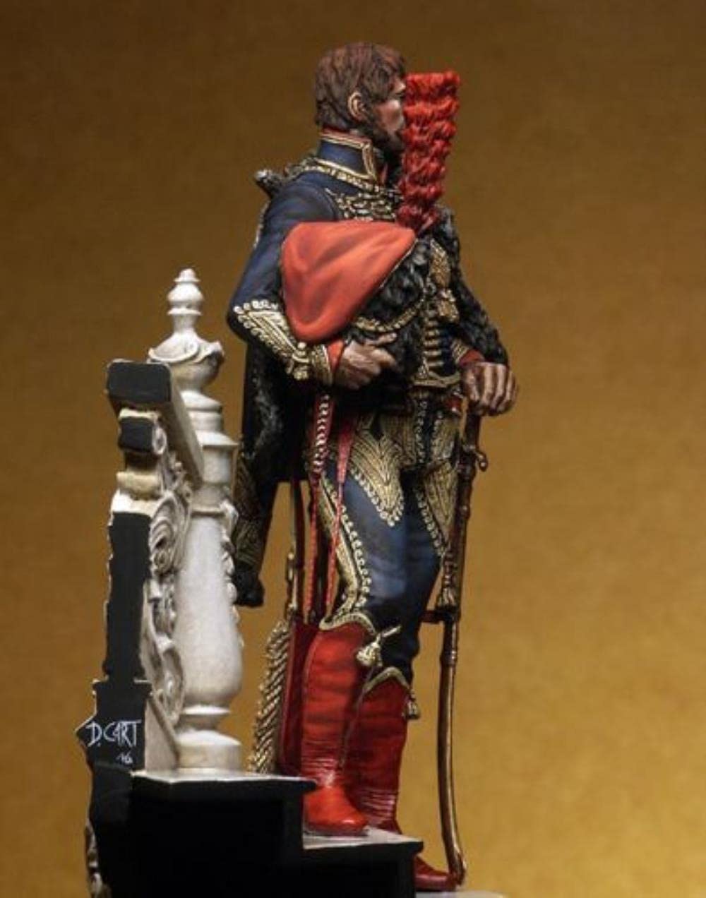 1/24 75Mm Soldado Capitán Caballo De Pie con Base 75Mm Figura Histórico Kit De Resina Modelo En Miniatura Sin Ensamblar Sin Pintar
