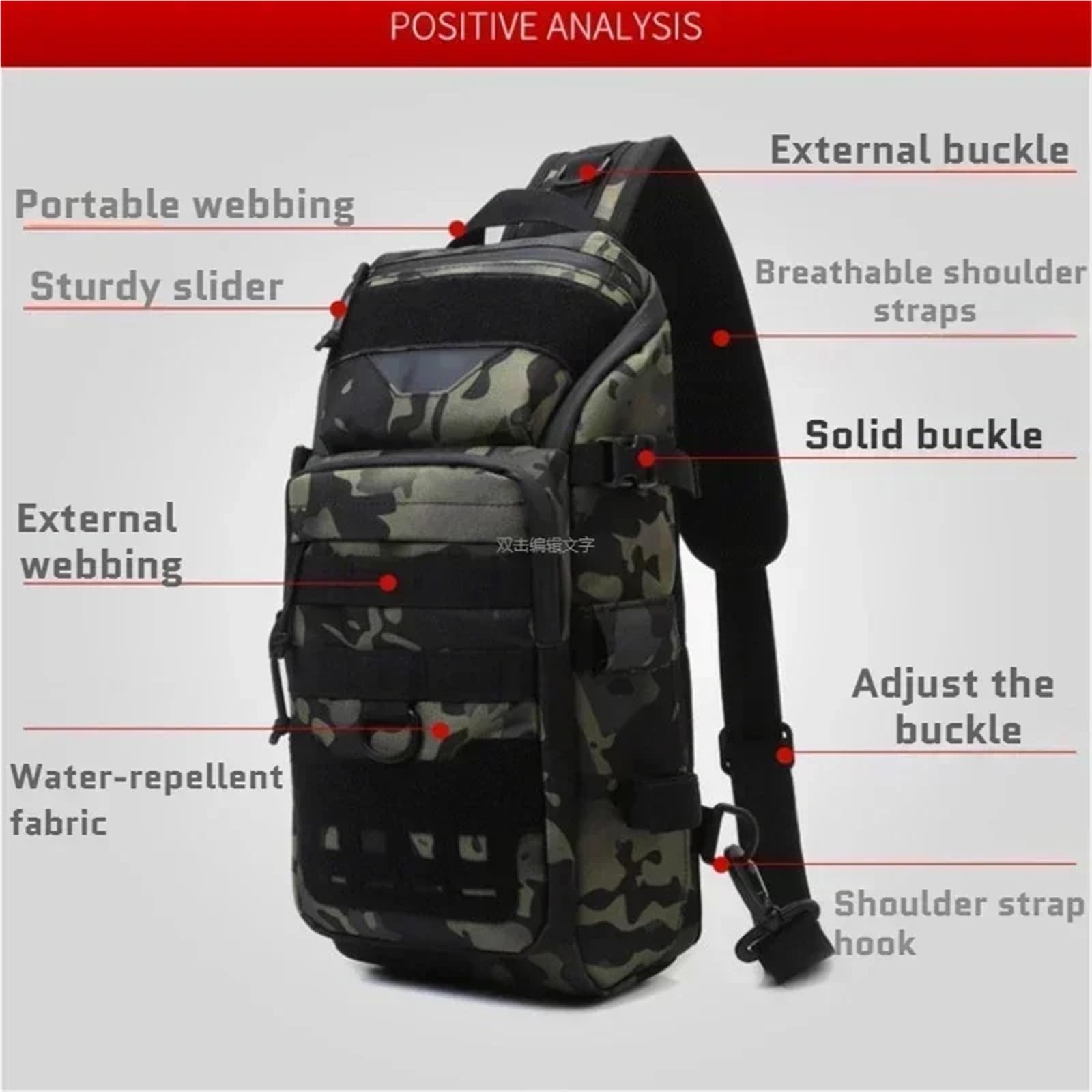 Borsa per canne da pesca Borsa a tracolla da pesca impermeabile Sport all'aria aperta Ciclismo a Zaino singolo Viaggio Arrampicata Campeggio(Color 1)