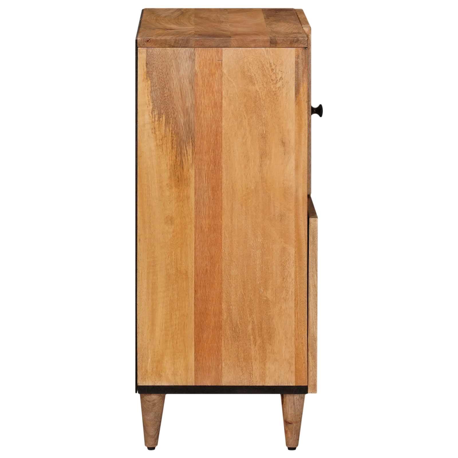 Kredens z litego drewna mango w kolorze naturalnym, 80 x 33 x 75 cm, z miejscem do przechowywania i 2 zawiasami do salonu, jadalni, konsoli multimedialnej, do przechowywania i stojaka HiFi