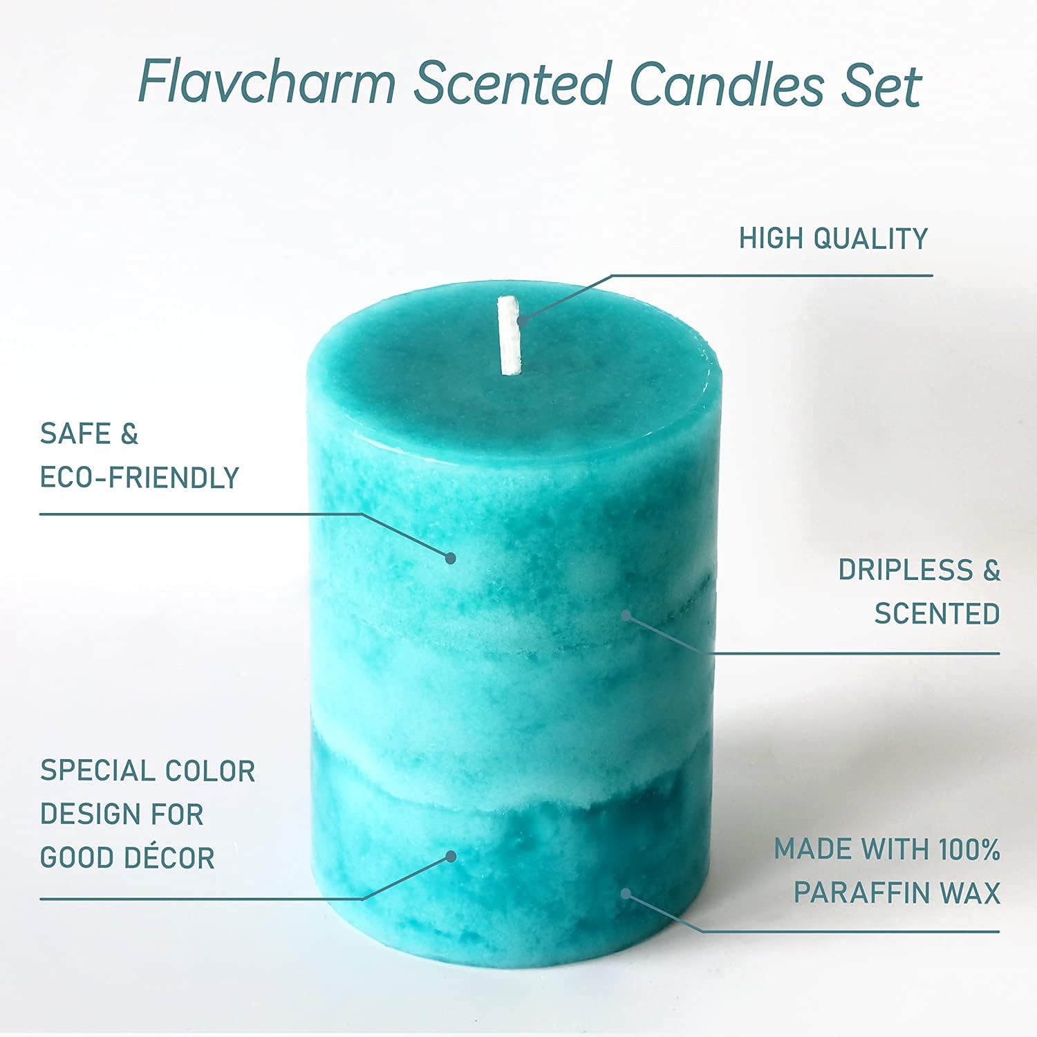Pillar Candles Scented, Set of 3 Long-Lasting Scented Candles, Ocean Breeze Scented Candles for Home Décor, Bathroom, Bedroom, Wedding Decoration : Home & Kitchen