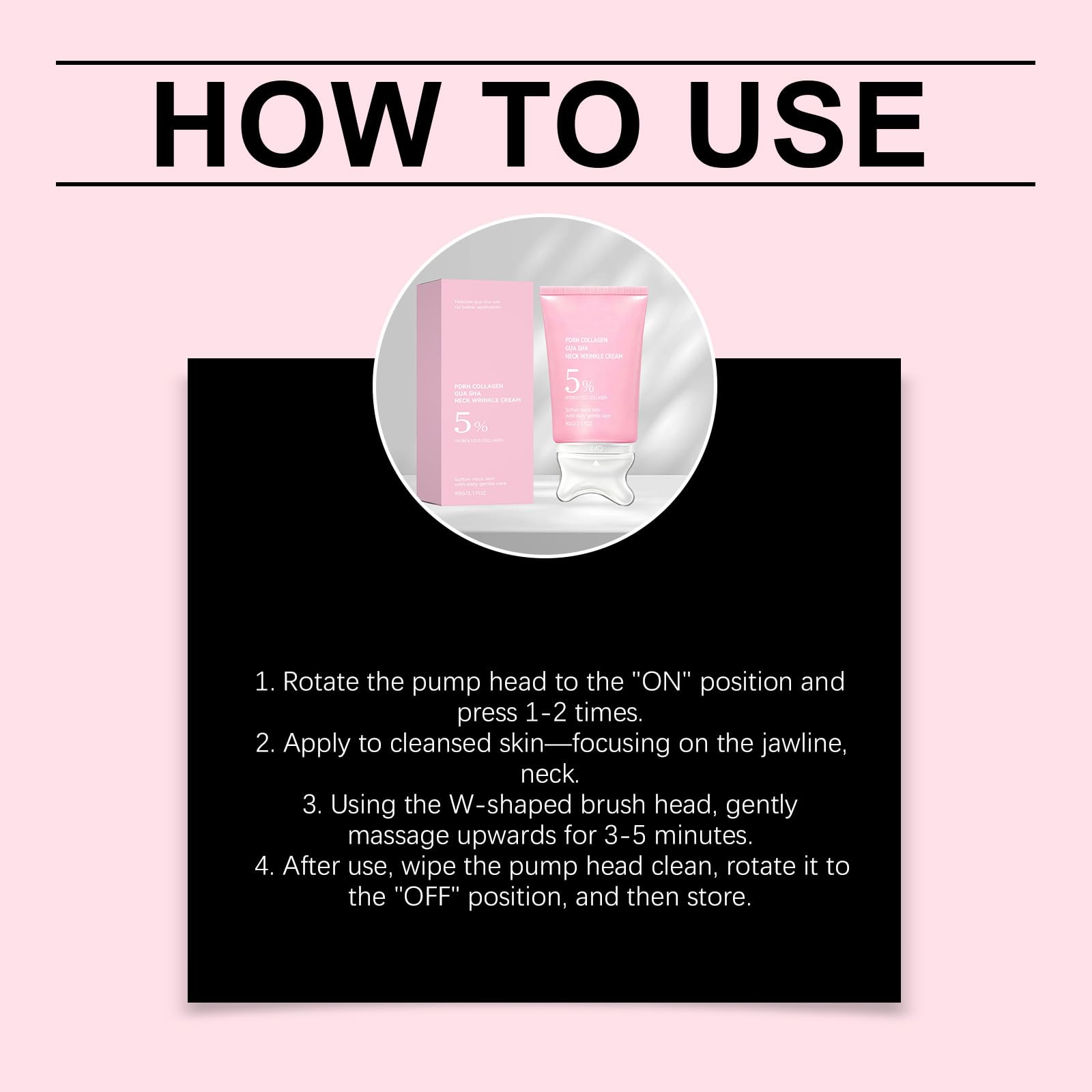 Crema hidratante antiarrugas para el cuello con colágeno y masajeador Gua Sha incorporado, hidratante reafirmante y lifting para el cuello, bálsamo multiusos con colágeno y péptidos PDRN. (6 piezas)