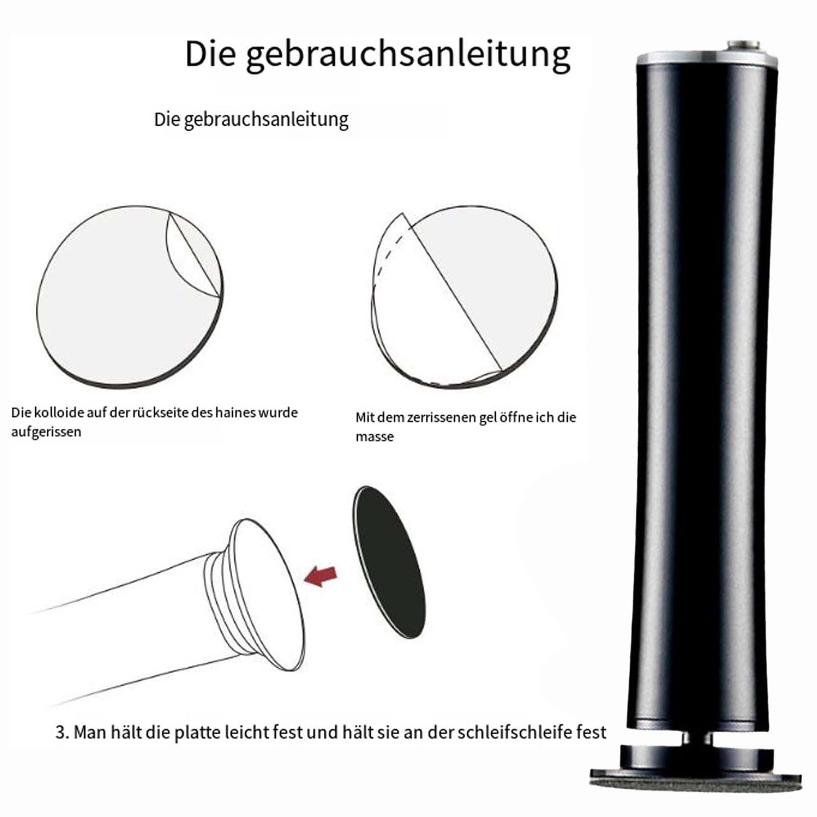 Dermaglide Hornhaut Entferner, Dermaglite Pro Hornhautentferner Für Zuhause, Derma Glide Hornhautentferner, Fußfeile Elektrisch With 120 Pieces Sandpaper Pads, Für Rissige, Trockene Hornhaut (Schwarz)