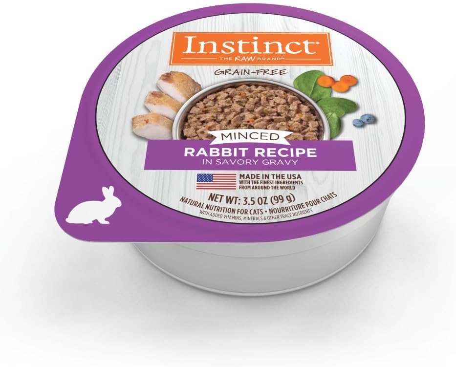 Instinct Original Minced Natural Wet Cat Food, Grain Free Recipe - Real Rabbit, 3.5 oz. Cups (Pack of 12)