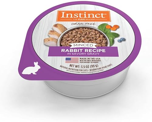 Miniatura 2 de Instinct Receta picada sin granos con conejo real, comida húmeda natural para gatos, tazas de 3.5 onzas (caja de 12)