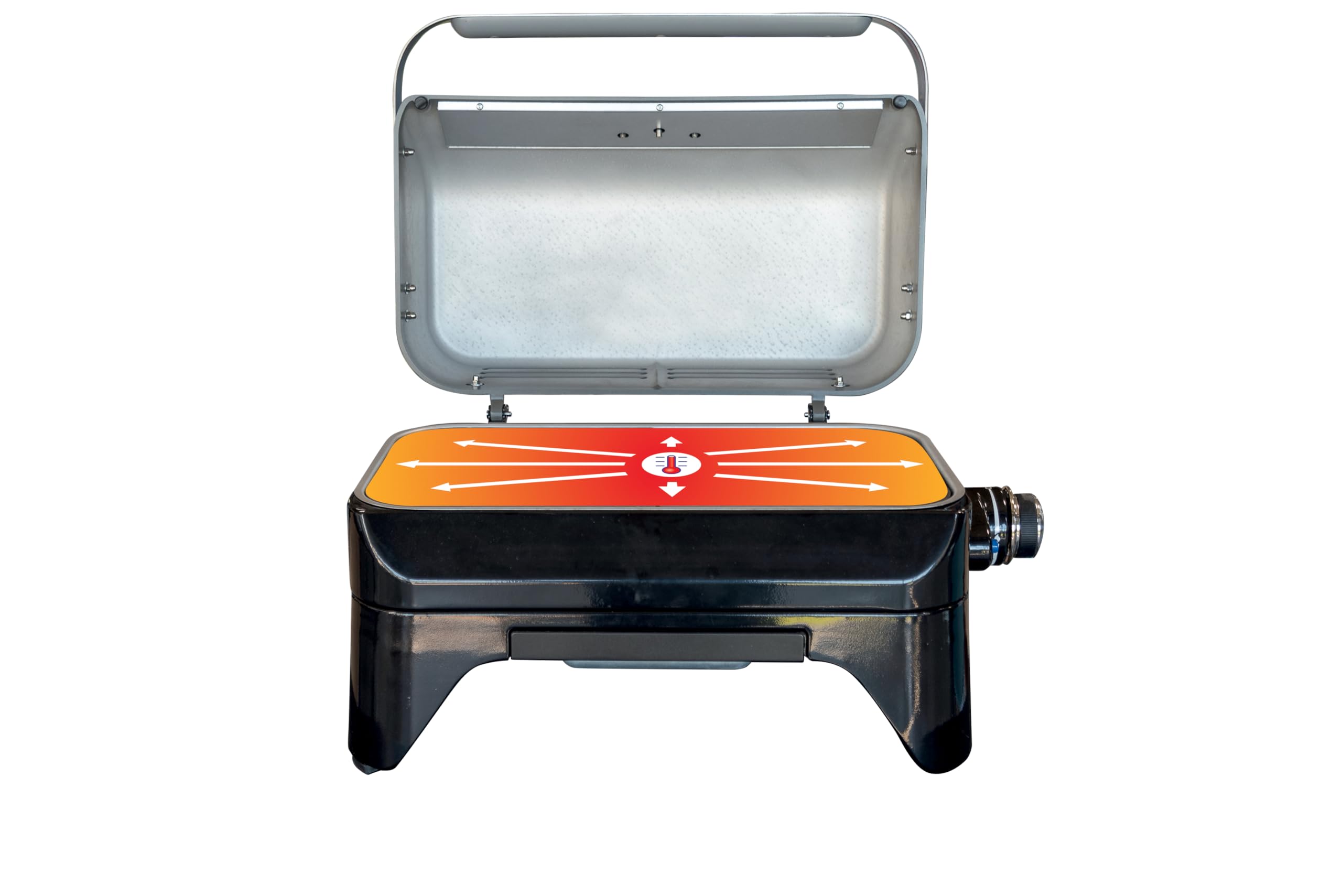 CAMPINGAZ Attitude2go Barbecue à gaz avec couvercle portable pour balcon, barbecue de camping avec thermomètre et grill en fonte, fonctionne avec des bouteilles de gaz standard