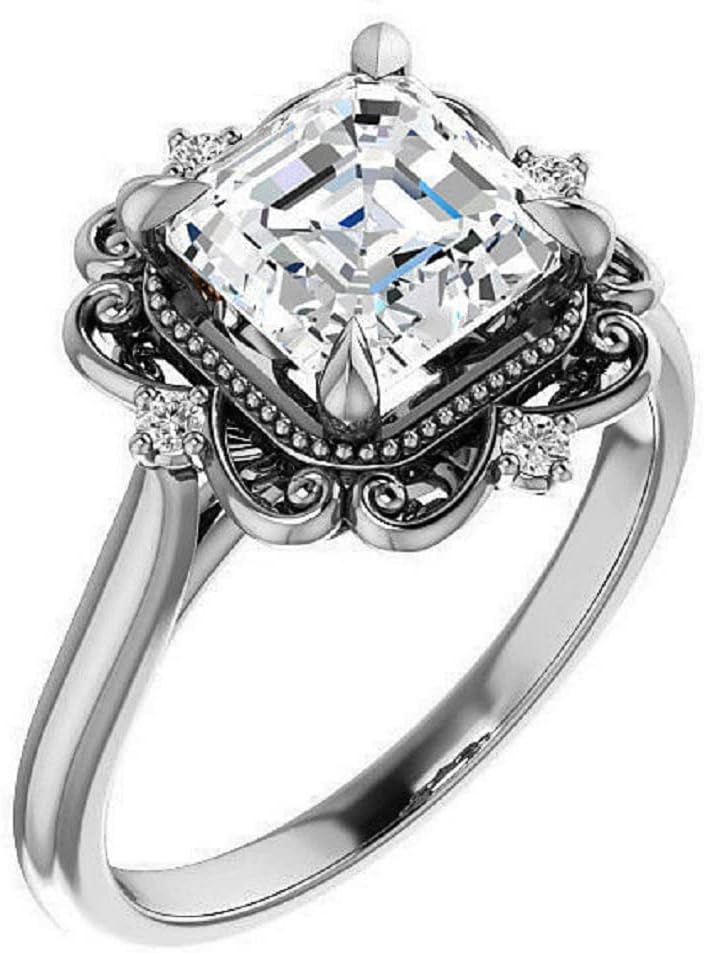 1CT-4CT Antique Halo Engagement Ring for Women Filigree Design Handmade Wedding Bridal Ring Set, Christmas Gifts for Her, 925 Silver/Solid Gold