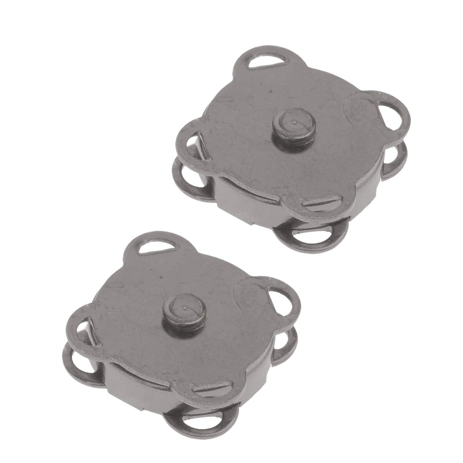 Lot de 2 fermoirs magnétiques en métal pour loisirs créatifs, sacs à main, manteaux en cuir, veste, sac à main (18 mm, argenté, 2 pièces) _ [Noir métallisé (14 mm)