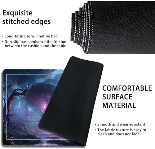 Miniatura 3 de Tapete de juego MTG cosido de alta calidad con zonas y parte trasera de goma antideslizante, tapete de juego TCG para MTG y otros juegos de cartas,