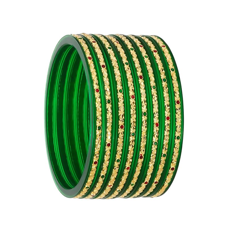 Barrfy Collections Micro Plating Green Colour Gold Plated Bangles Set (Pack Of 8 Bangles)-2.10 For Women (B0CB6JRZ4Y) Amazon Price History, Amazon Price Tracker