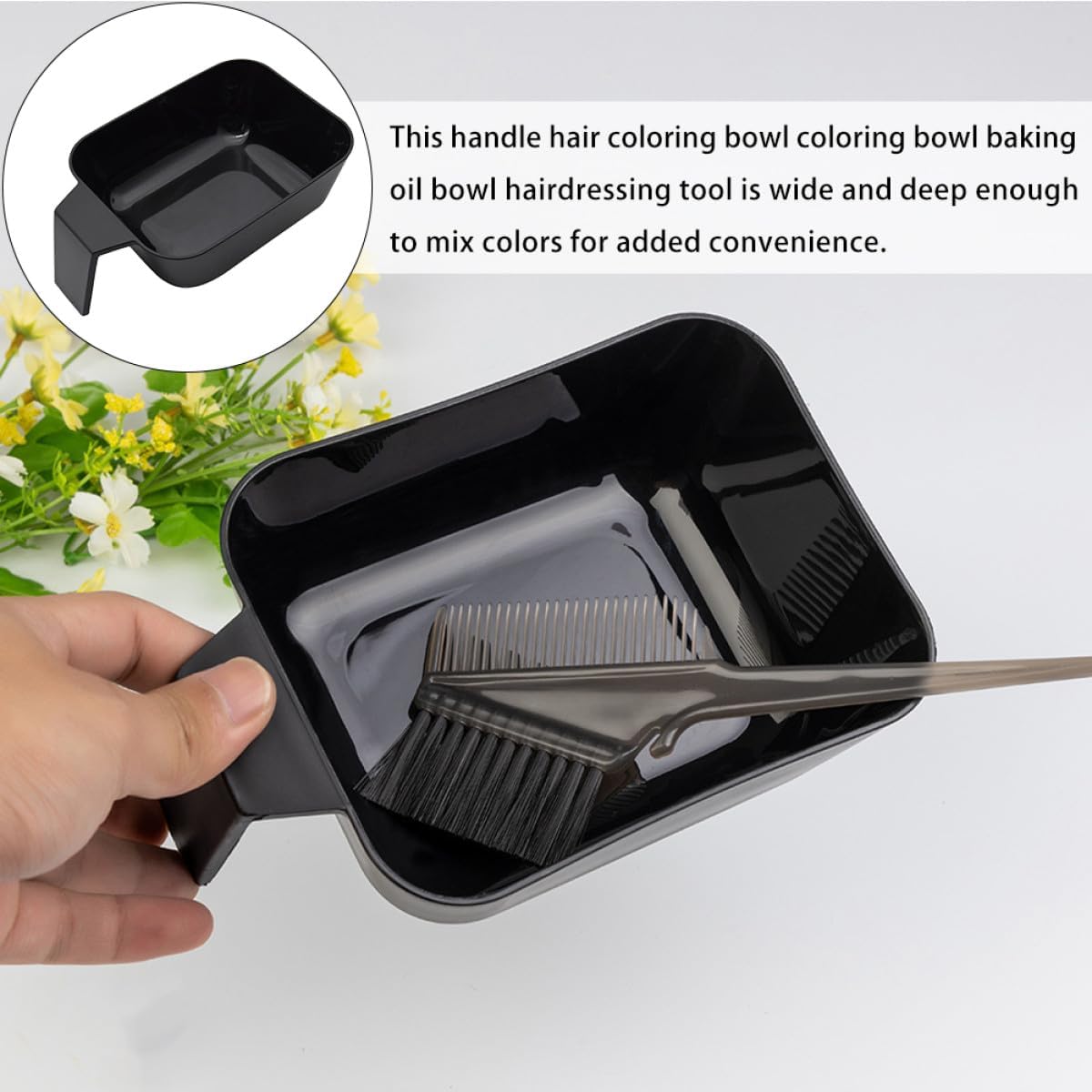 Didiseaon 2pcs Hair Dyeing Mixing Bowls with Handle Wide Salon Hair Color Cream Bowls and Tinting