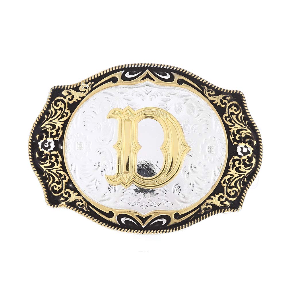 Vintage Fashion Western Belt Buckle A to Z Initial Letter Cowboy Belt Buckles for Men