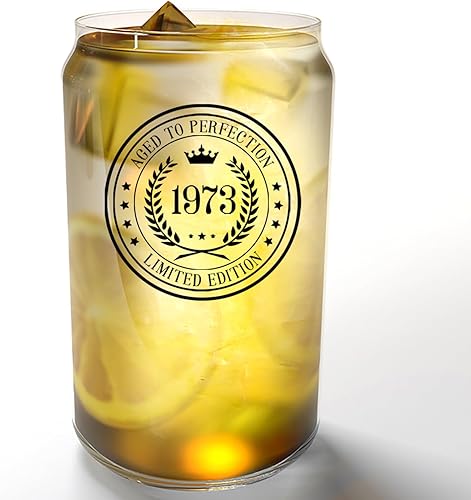 Vaso de café de cerveza con estampado vintage de 1973 de 16 onzas, color negro 50 años de edad Regalos de cumpleaños 50 para mujeres, regalos de