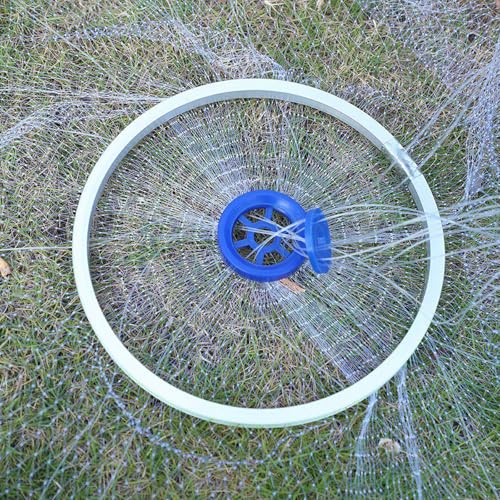 Fesatccoz Wurfnetz Zum Fischen, Nylon Monofilament Fischnetz, Φ2.4m/ 95inch Fischnetz Mit 8m Handschnur, 0.5 Finger Handwurf Angeln Mesh Netz
