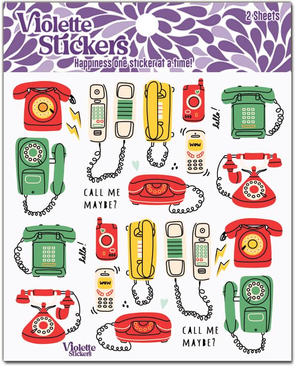Retro Phone Stickers by Violette Stickers