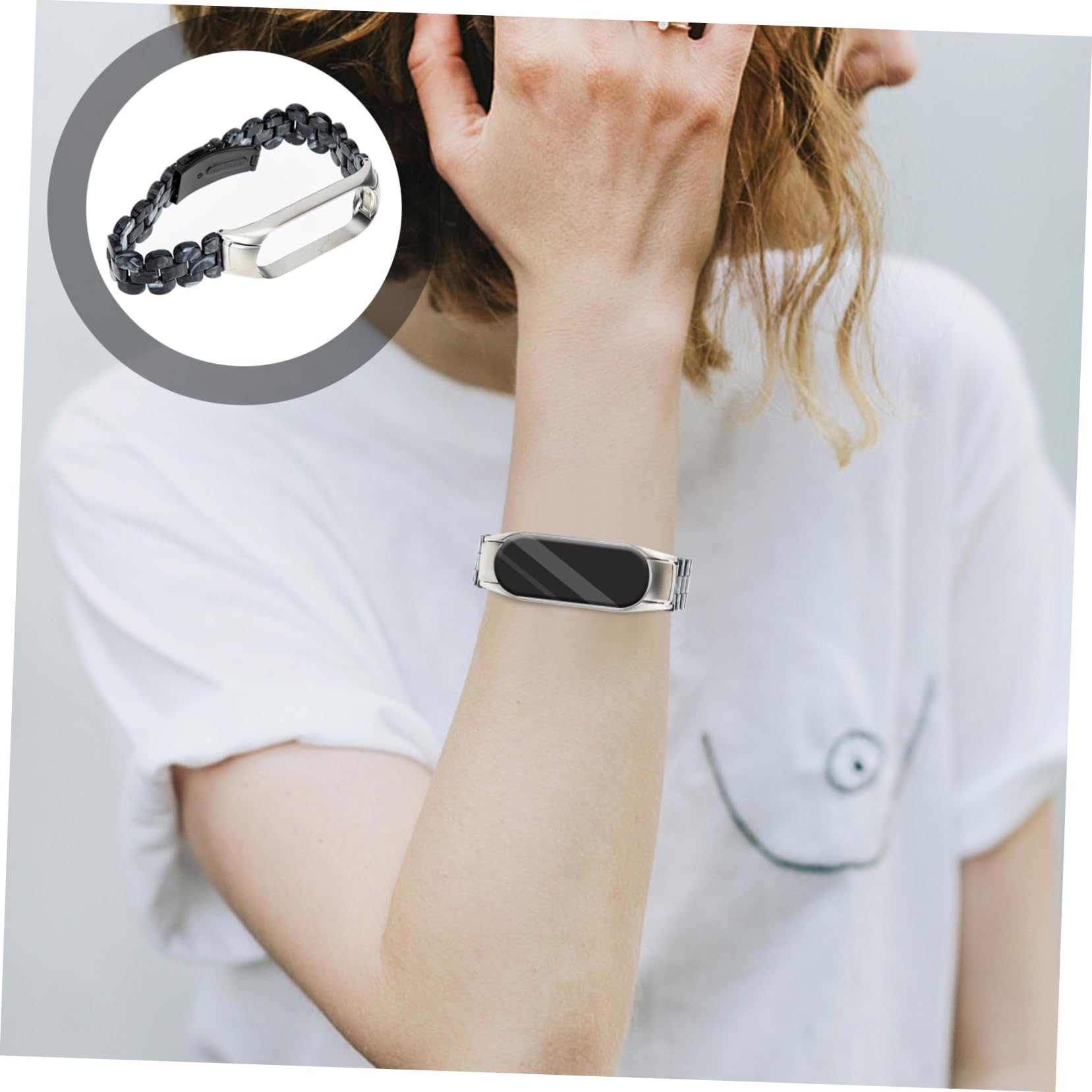 Housoutil Lot De 5 Bracelets De Rechange Élégants Pour Montre Connectée 5/6 Avec Boucle En Acier Inoxydable Et Bracelet En Résine