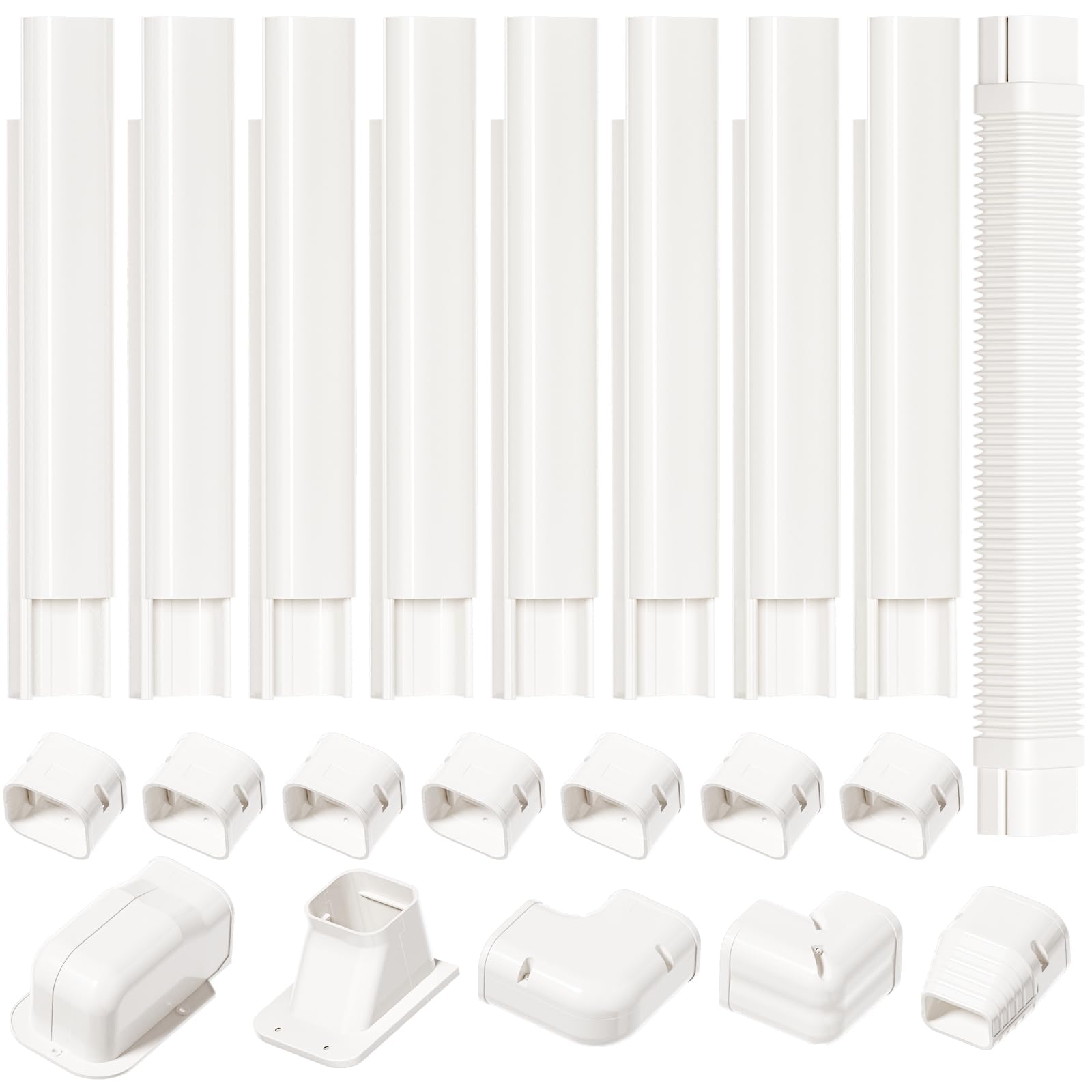 Photo 1 of 3" W 13.5Ft L Line Set Cover Kit for Mini Split Air Conditioners Decorative PVC Slim Line Cover for Central AC & Heat Pumps Systems Tubing Cover