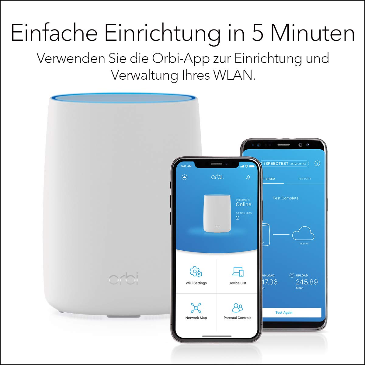 Netgear Orbi LBR20 4G LTE Router & WLAN Router mit SIM Karte | bis 1.200 MBit/s im Download | integriertes 4G LTE Modem (Cat18) | AC2200 Tri-Band WLAN | kompatibel mit Allen Mobilfunk-Providern