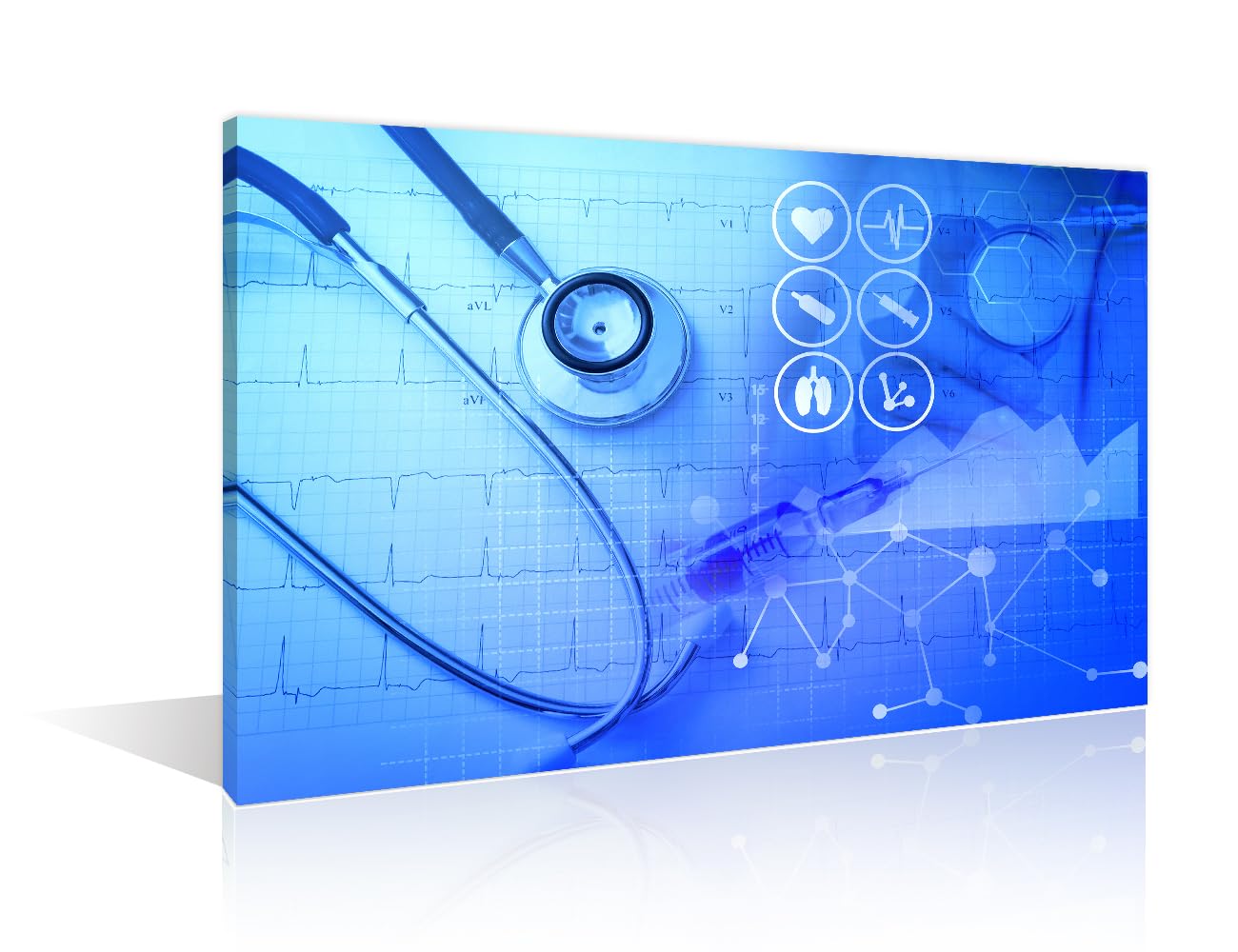 TUMOVO 1 Pieces Wall Decor Medical Stethoscope Medical Examination Poster Canvas Paintings for Bedroom, Bathroom, Office. Clinical Laboratory Print on Canvas Framed Ready to Hang (16" Wx24 H)