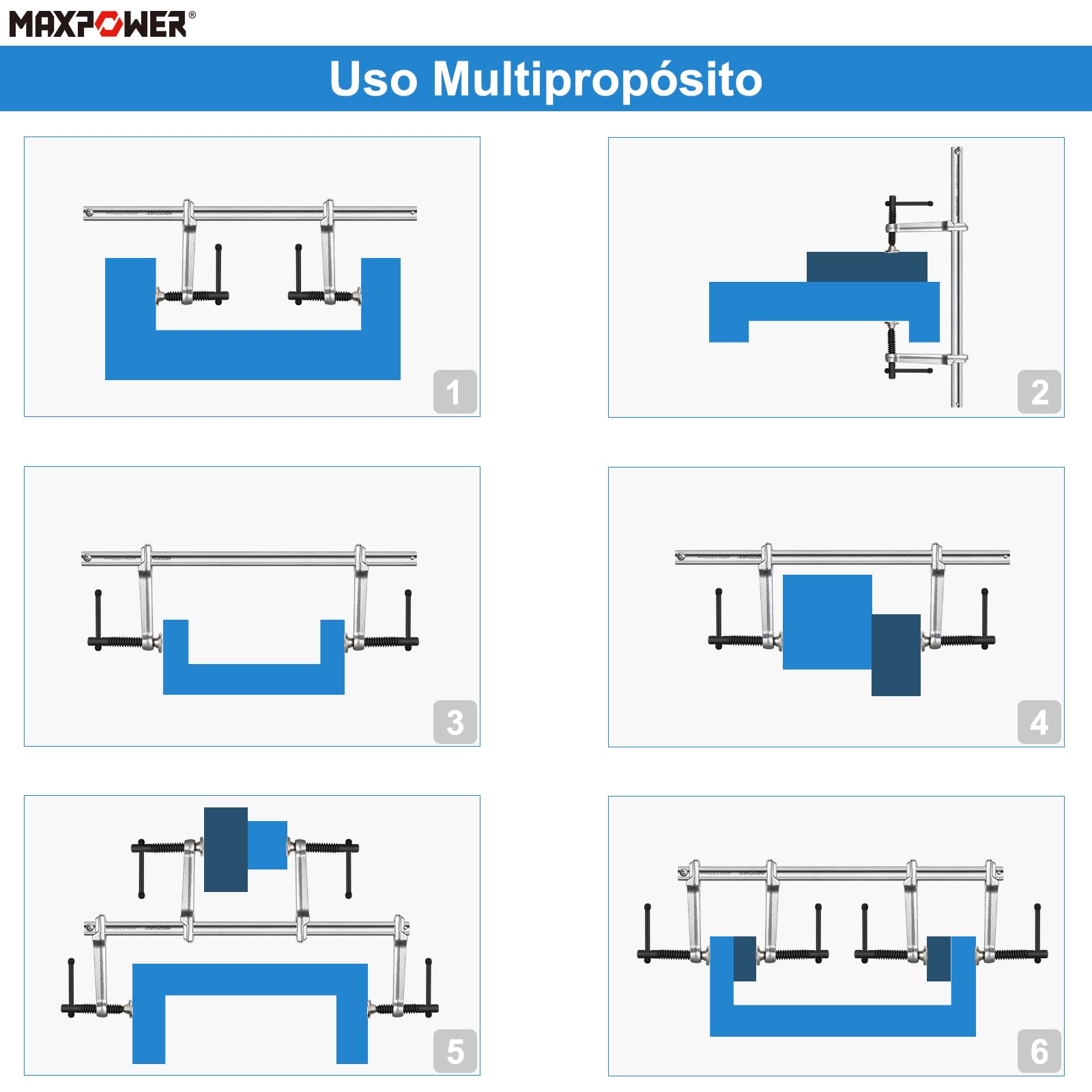 Sargentos Carpintero 400mmx120mm, MAXPOWER Tornillo de apriete - Fuerza Máxima de Sujeción 550KG
