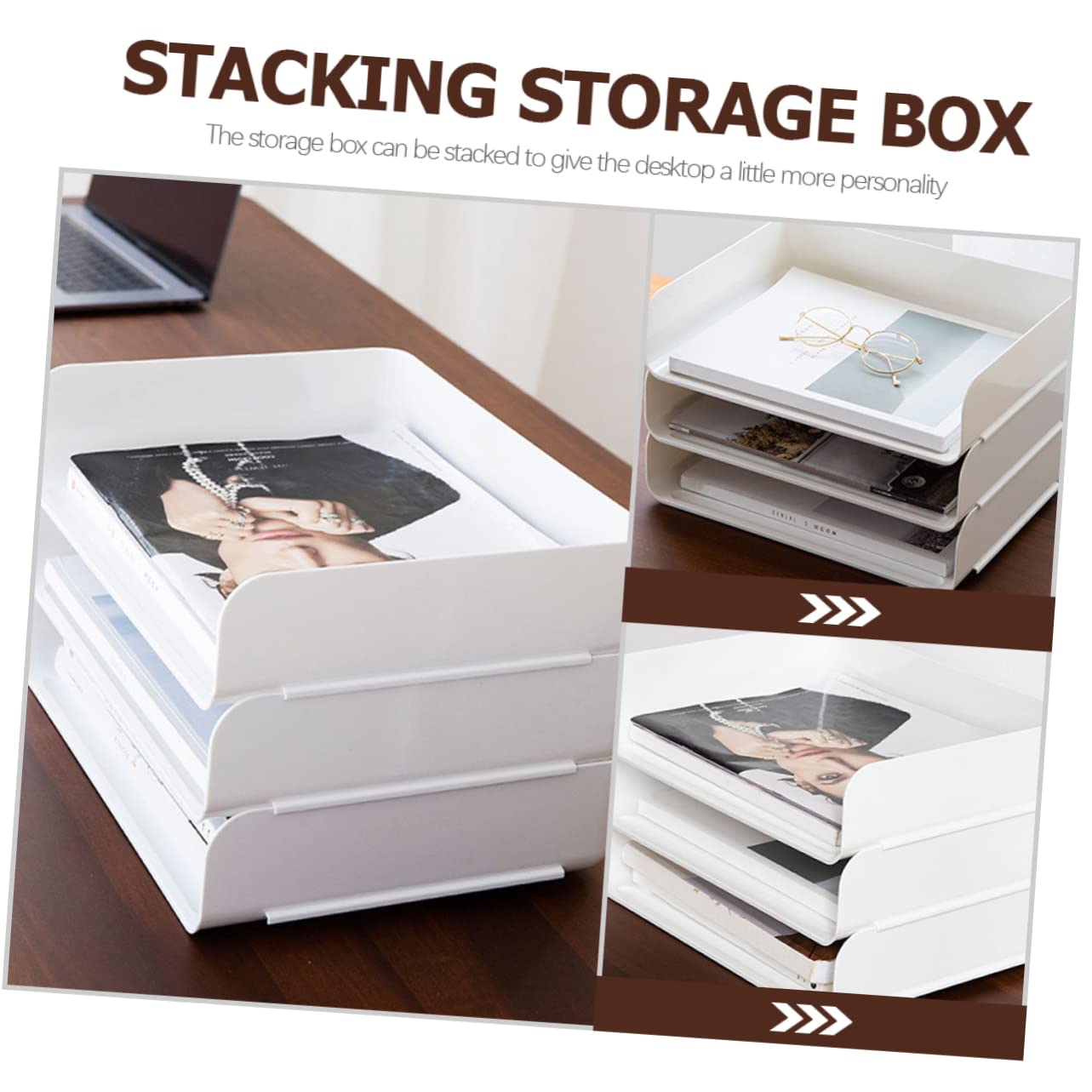 NUOBESTY 2 Pezzi Organizer Scrivania Impilabile Plastica Vassoio Documenti e Multi Scomparti per Ufficio e Casa Resistente e Facile Usare