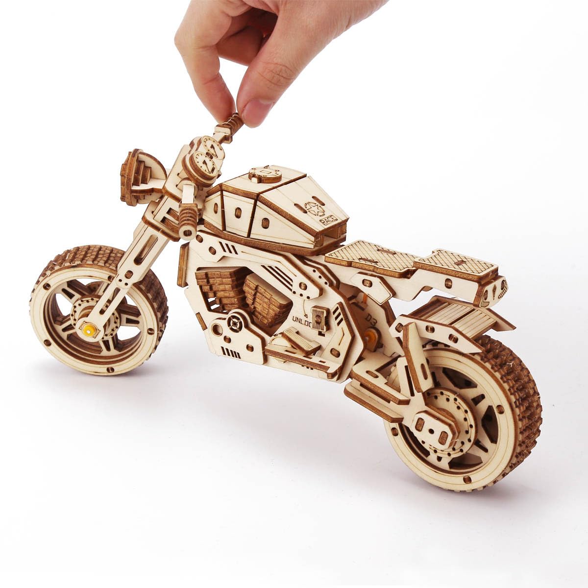 ieron Wooden Off-road Motorcycle Model kit For Adult,3D Puzzle Model Building Kits For Teens and Adults, Metallic Black - Image 4