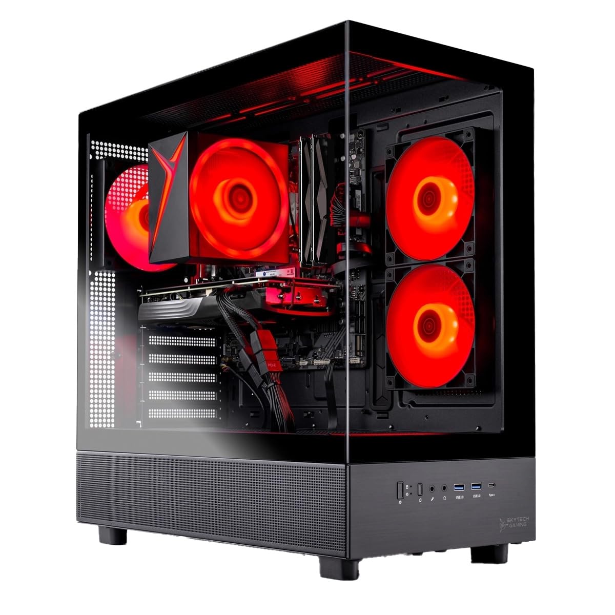 Skytech Gaming Azure Gaming PC AMD Ryzen 7 5700 3,7 GHz, NVIDIA RTX 5060, SSD NVMe de 1 TB, 32 GB DDR4 RAM 3200, 650 W, Oro, PSU, WLAN, Win 11, Ordenador