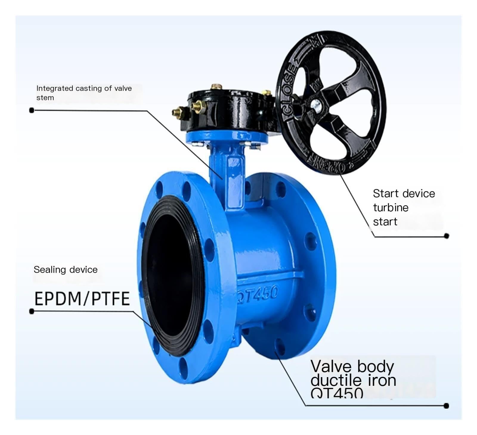 Válvula Mariposa Brida Turbina D341X DN80 Cuerpo Completo